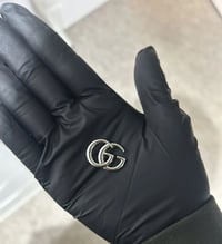 1 x Silver Gg metal flat back  charm,
