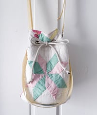 Image 1 of Reimagined Vintage Quilt Drawstring Bag 