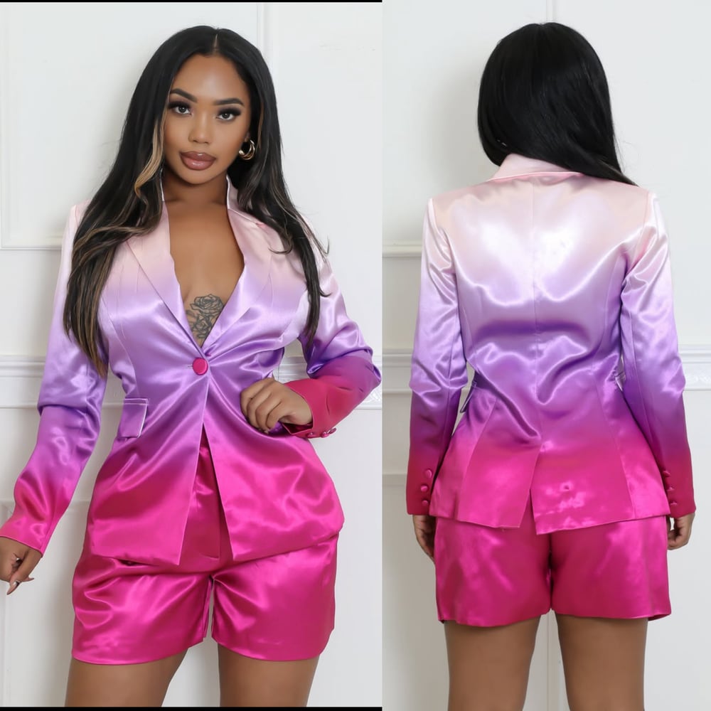Image of Ombré Blazer short set-pink
