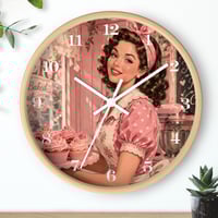 Image 1 of 10" Vintage Pink Bakery Wall Clock – Retro Charm Decor