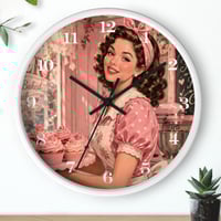 Image 3 of 10" Vintage Pink Bakery Wall Clock – Retro Charm Decor