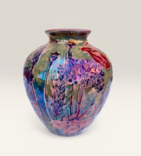Image 2 of “Poppy and cornflower” reduction lustre vase