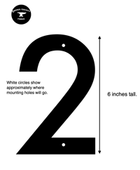 Image 2 of Modern Number 2 House Numbers Sign - Stainless Steel - 6 Inches