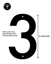 Image 2 of Modern Number 3 House Numbers Sign - Stainless Steel - 6 Inches