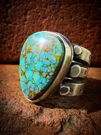 Image 1 of WL&A Handmade Old Style Heavy Ingot Gem Grade Webbed Pilot Mtn Medicine Ring - Size 11