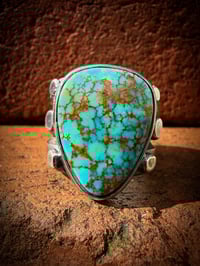 Image 5 of WL&A Handmade Old Style Heavy Ingot Gem Grade Webbed Pilot Mtn Medicine Ring - Size 11