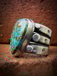 Image 3 of WL&A Handmade Old Style Heavy Ingot Gem Grade Webbed Pilot Mtn Medicine Ring - Size 11