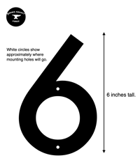 Image 2 of Modern Number 6 House Numbers Sign - Stainless Steel - 6 Inches