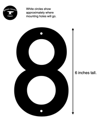 Image 2 of Modern Number 8 House Numbers Sign - Stainless Steel - 6 Inches