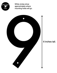 Image 2 of Modern Number 9 House Numbers Sign - Stainless Steel - 6 Inches