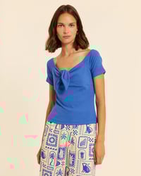 Image 2 of TOP BARDOT LAZO AZUL