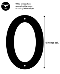 Image 2 of Modern Number 0 House Numbers Sign - Stainless Steel - 6 Inches