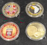 Image 2 of WW2 D-Day (USA) Gold-Plated Challenge Coins Honoring the 101st & 82nd Airborne Divisions