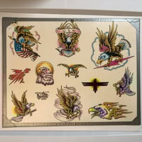 Image 1 of 1992 official tattoo brand flash sheet on board 11x14