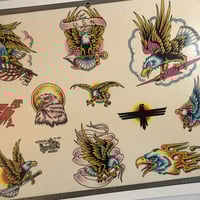 Image 2 of 1992 official tattoo brand flash sheet on board 11x14