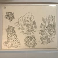 Image 3 of 1990’s big cat tattoo flash sheet 11x14