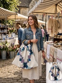 Image 1 of Upcycled Quilted Market Bag 