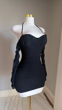 Image 3 of Everly rhinestone mini dress (black)