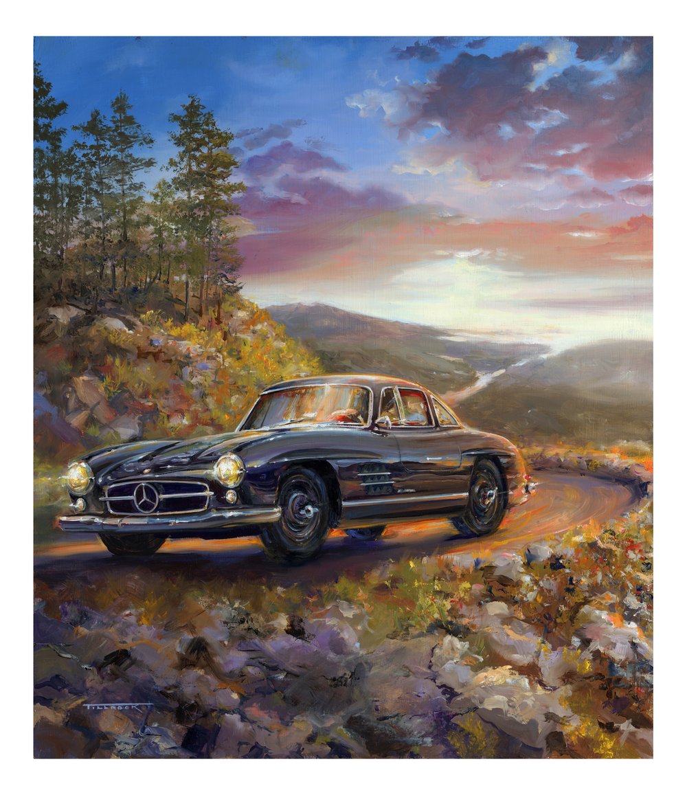 Image of "1955 Mercedes-Benz 300 SL Gullwing"  Painting Prints (24"x28"")  Signed & Numbered Giclee' 