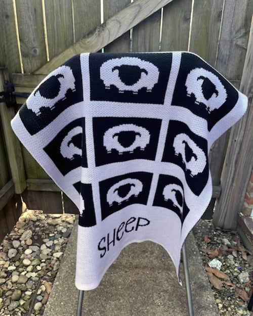 Image of Sheep Newborn Knit Baby Blanket