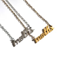 Image 2 of 'moths' Cursive Text Steel Necklace