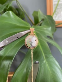 Image 1 of Gold Mother Of Pearl Coin Crystal Necklace