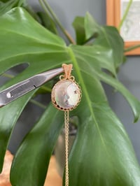 Image 4 of Gold Mother Of Pearl Coin Crystal Necklace