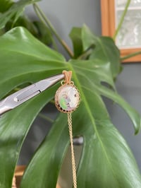 Image 3 of Gold Mother Of Pearl Coin Crystal Necklace