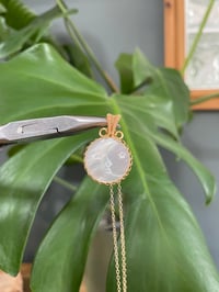 Image 2 of Gold White Mother Of Pearl Coin Crystal Necklace