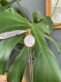 Image 3 of Gold White Mother Of Pearl Coin Crystal Necklace