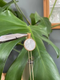 Image 4 of Gold White Mother Of Pearl Coin Crystal Necklace