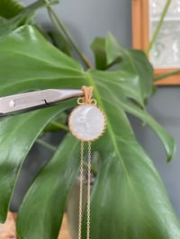 Image 5 of Gold White Mother Of Pearl Coin Crystal Necklace