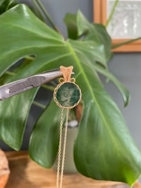 Image 2 of Gold Moss Agate  Coin Crystal Necklace