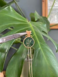 Image 3 of Gold Moss Agate  Coin Crystal Necklace