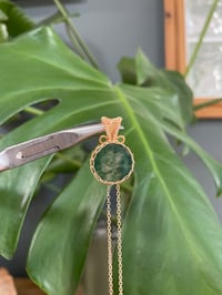 Image 4 of Gold Moss Agate  Coin Crystal Necklace