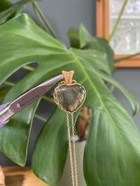 Image 3 of Gold Labradorite Heart Crystal Necklace