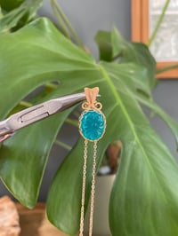 Image 5 of Gold Ice Amazonite Oval Flower Crystal Necklace