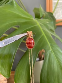 Image 2 of Gold Banded Carnelian Oval Crystal Necklace