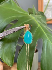 Image 1 of Gold Malachite & Amazonite Oval Crystal Necklace