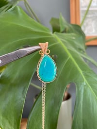 Image 2 of Gold Malachite & Amazonite Oval Crystal Necklace
