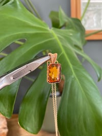 Image 4 of Gold Amber & Flower Carving Crystal Necklace