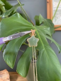 Image 2 of Gold Green Aventurine Star Crystal Necklace