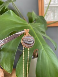Image 3 of Gold Druzy Agate Sphere Crystal Necklace 