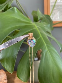 Image 1 of Gold Abalone Shell Heart Crystal Necklace