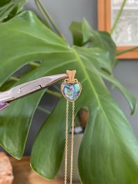 Image 2 of Gold Abalone Shell Heart Crystal Necklace