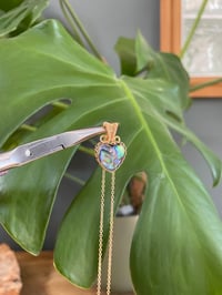 Image 3 of Gold Abalone Shell Heart Crystal Necklace