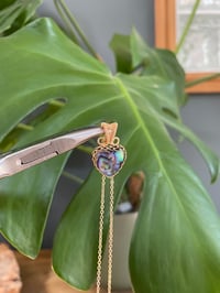 Image 4 of Gold Abalone Shell Heart Crystal Necklace