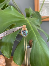 Image 5 of Gold Abalone Shell Heart Crystal Necklace