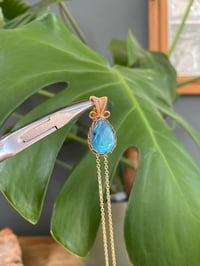 Image 1 of Gold Abalone Shell Teardrop Crystal Necklace 