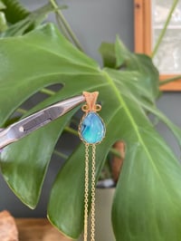 Image 2 of Gold Abalone Shell Teardrop Crystal Necklace 